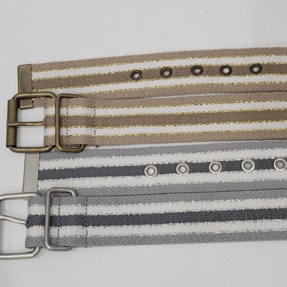 VINTAGE Y2K Aeropostale Cloth Belts, 2pc, silver and gold, Small